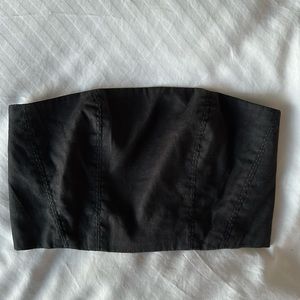 Black canvas Babaton tube top with ruched backing
